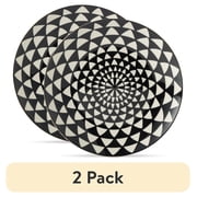 2 pack Thyme & Table Medallion Ceramic Dinner Plate Black and White