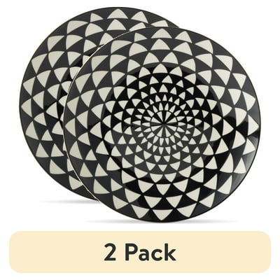 (2 pack) Thyme & Table Medallion Ceramic Dinner Plate Black and White