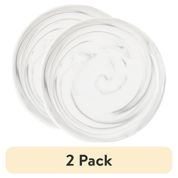(2 pack) Thyme & Table Gray Marble Ceramic Dinner Plate