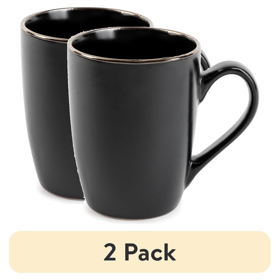(2 pack) Thyme & Table Stoneware Mug 14oz, Black Onyx Collection