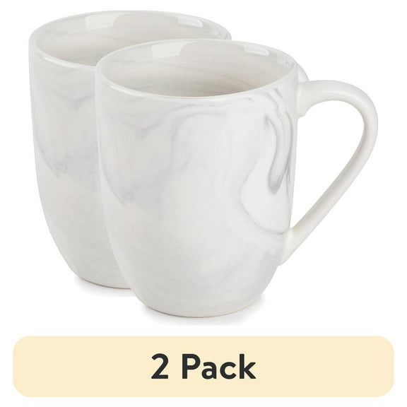 (2 pack) Thyme & Table 15 fl oz Grey Marble Stoneware Mug