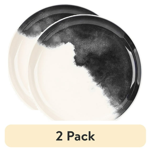 (2 pack) Thyme & Table Stoneware Plate, Grey Drip Collection
