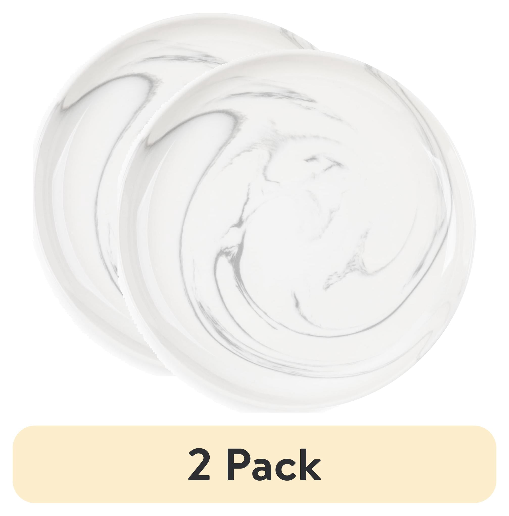 (2 pack) Thyme & Table Gray Marble Ceramic Salad Plate