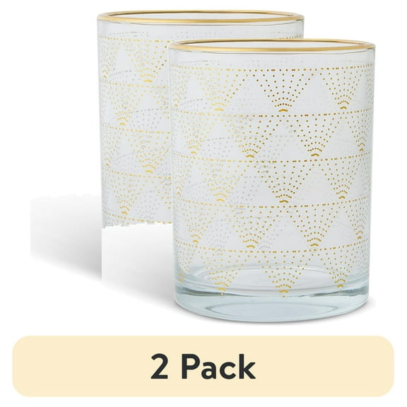 (2 pack) Thyme & Table 11 fl oz Diamond Print Whiskey Rocks Glass