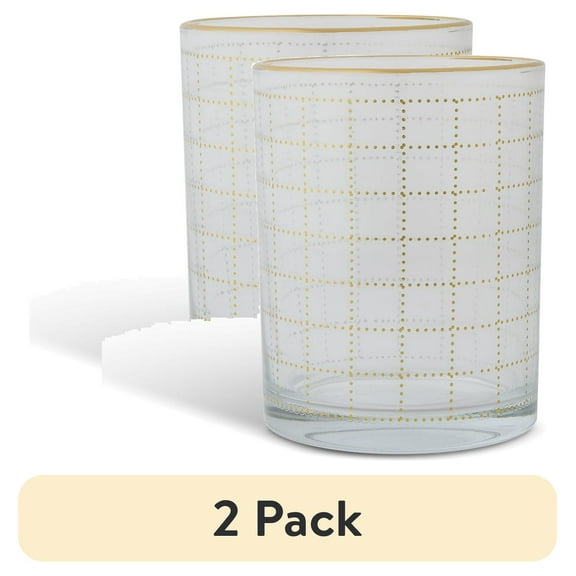 (2 pack) Thyme & Table 11 fl oz Square Print Whiskey Rocks Glass