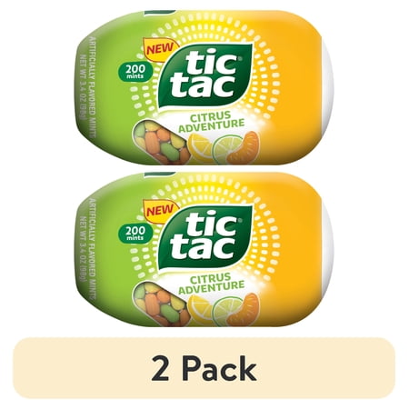 Tic Tac Citrus Adventure, On-the-Go Pocket-Sized Mints, Pocket-Sized Mints, 200 pieces, 3.4 oz Bottle Pack
