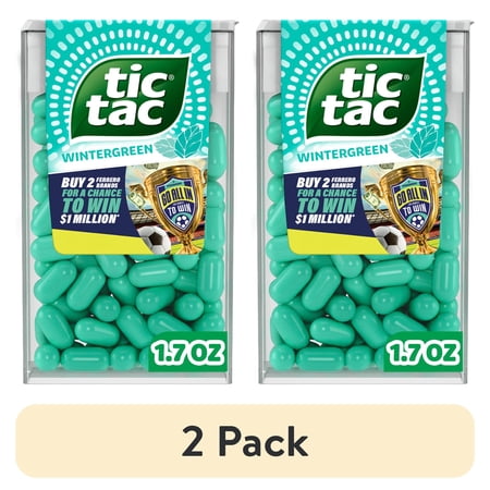 (2 pack) Tic Tac Wintergreen, On-the-Go Breath Mints, Pocket-Sized Mints, 100 pieces, 1.7 oz Single Pack