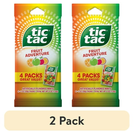 (2 pack) Tic Tac Fruit Adventure, On-the-Go Pocket-Sized Mints, 4 Count Multipack, 1 oz Each