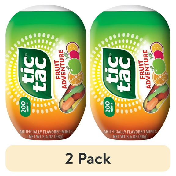 (2 pack) Tic Tac Fruit Adventure, On-the-Go Pocket-Sized Mints, 200 pieces, 3.4 oz Single Pack