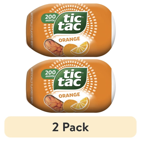 (2 pack) Tic Tac Orange, On-the-Go Pocket-Sized Mints, 200 pieces, 3.4 oz Single Pack