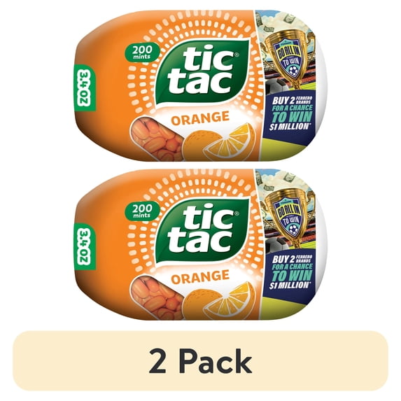 (2 pack) Tic Tac Orange, On-the-Go Pocket-Sized Mints, 200 pieces, 3.4 oz Single Pack