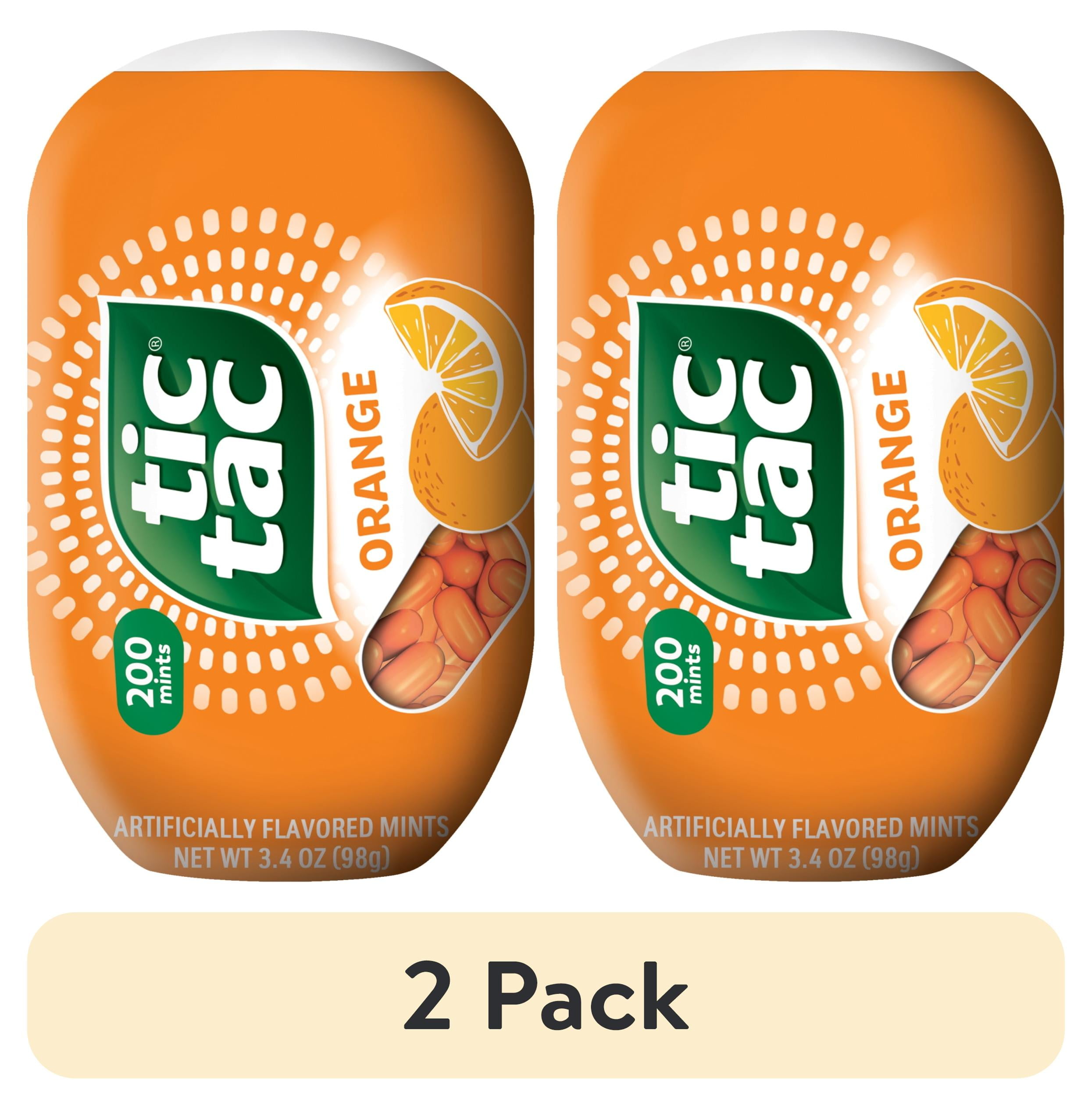 (2 pack) Tic Tac Orange Flavored Mints, On-The-Go Refreshment, 3.4 oz Bottle Pack