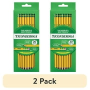 (2 pack) Ticonderoga Wood-Cased Pencils, Pre-Sharpened, #2 HB Soft, Yellow, 30 Count, 0.2 Pencil Lead Size