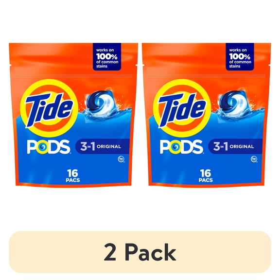 (2 pack) Tide PODS Laundry Detergent Soap Pacs, Original Scent, 16 Count