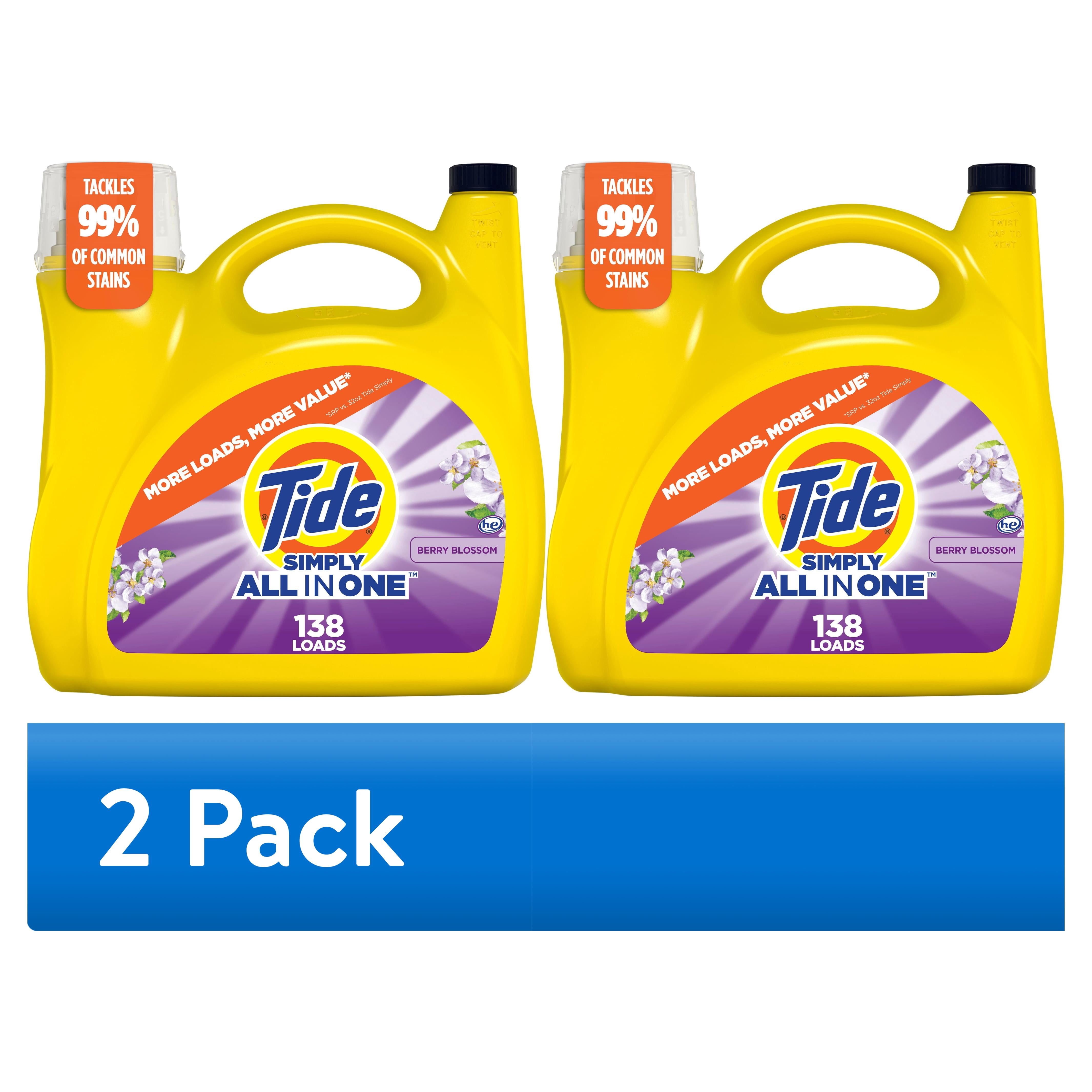 (2 pack) Tide Simply Laundry Detergent Liquid, Clean & Fresh, Berry Blossom Scent, 138 Loads, 173 fl oz