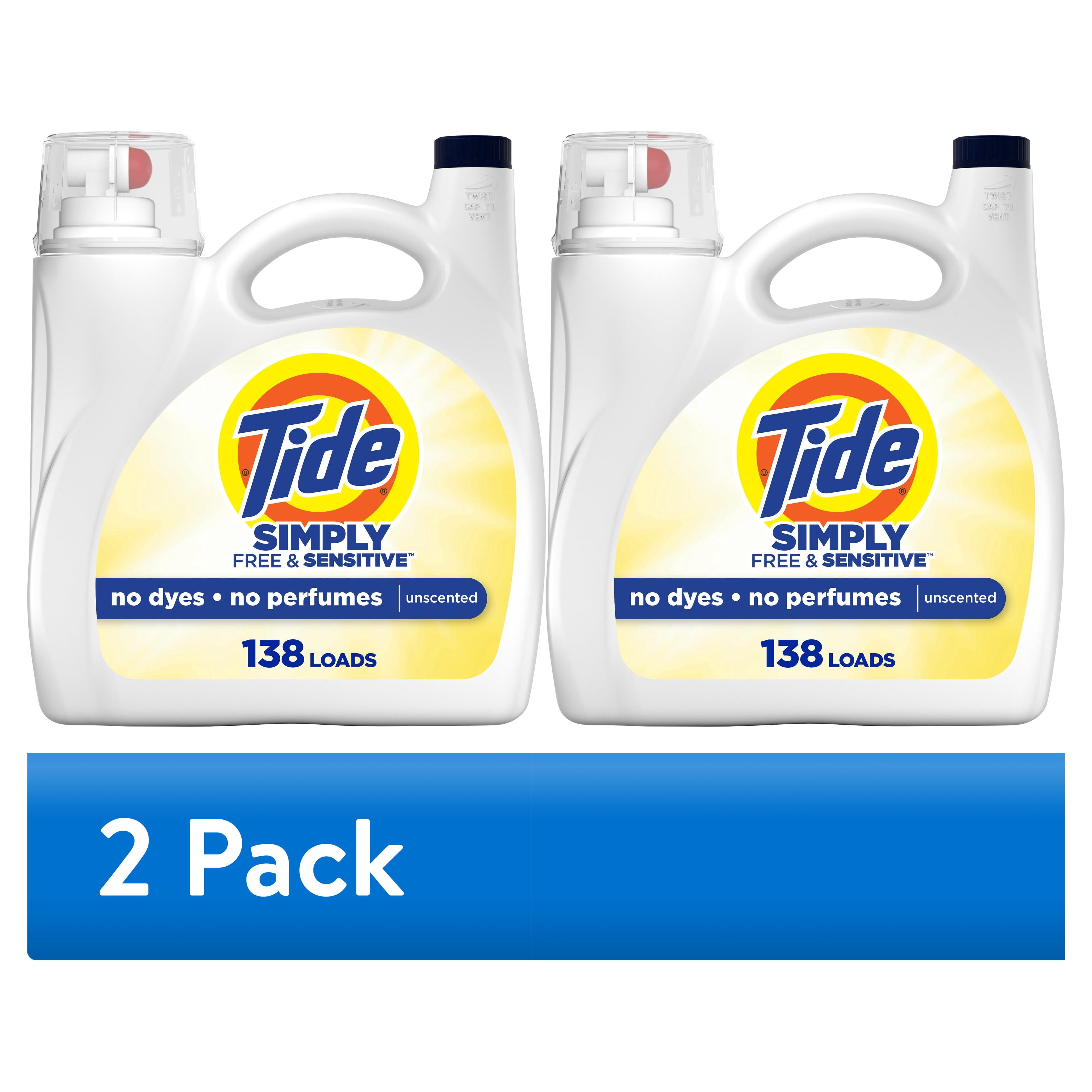 (2 pack) Tide Simply Liquid Laundry Detergent, Free & Sensitive, 138 Loads, 173 fl oz