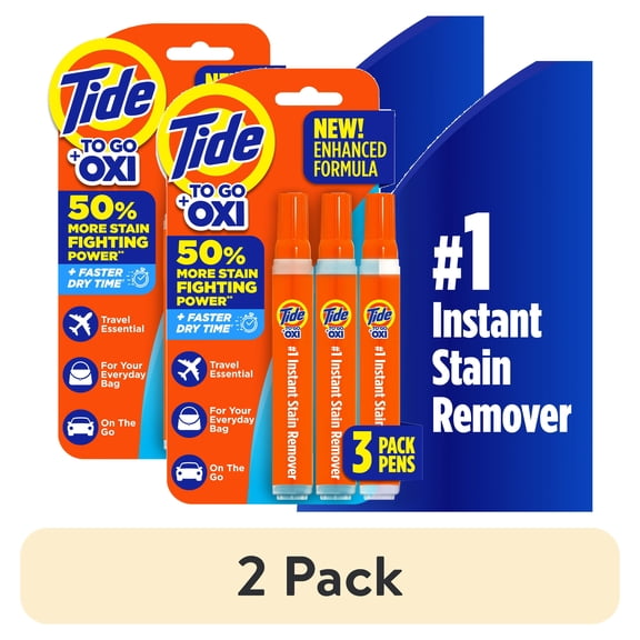 (2 pack) Tide To Go Instant Laundry Stain Remover Pen and Spot Cleaner, Travel Size Stain Sticks, Fresh, 1.01 fl oz, 3 Count