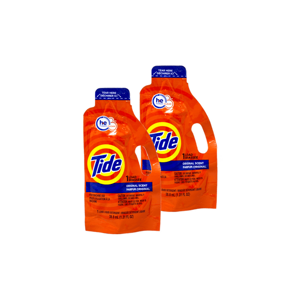 (2 pack) Tide Ultra Concentrated Laundry Detergent and Washing Soap, Travel Size, 1.31 fl oz
