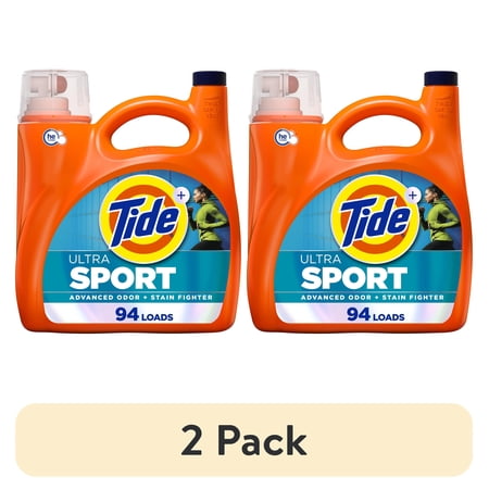 (2 pack) Tide Ultra Sport Liquid Laundry Detergent, Advanced Sweat + Stain Fighter, 132 fl oz, 94 Loads