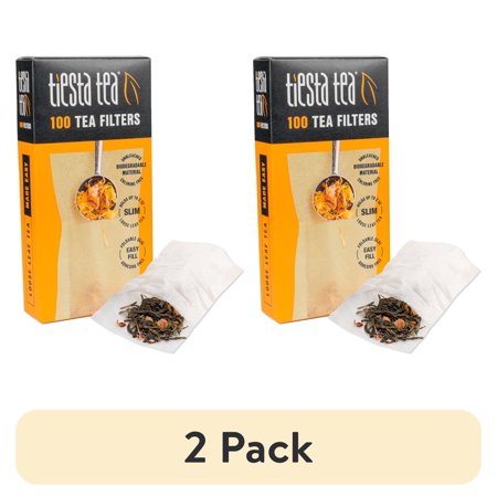 (2 pack) Tiesta Loose Leaf Tea Filters - Disposable, Unbleached, For Hot & Iced Tea, Coffee