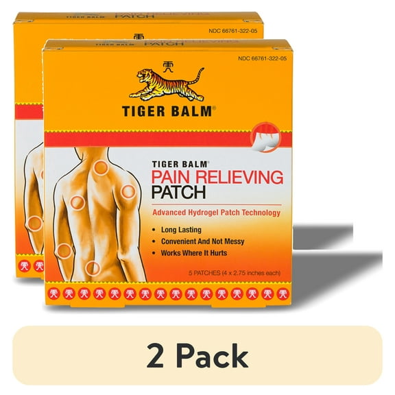 (2 pack) Tiger Balm Pain Relieving Patch, 5 Count, Relieves Backaches, Strains, Sore Muscles, and Sprains