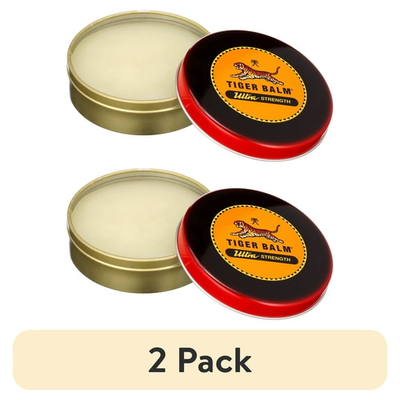 (2 pack) Tiger Balm Ultra Strength Pain Relief Ointment, 50g Tin, Relieves Backaches, Sore Muscles, Strains