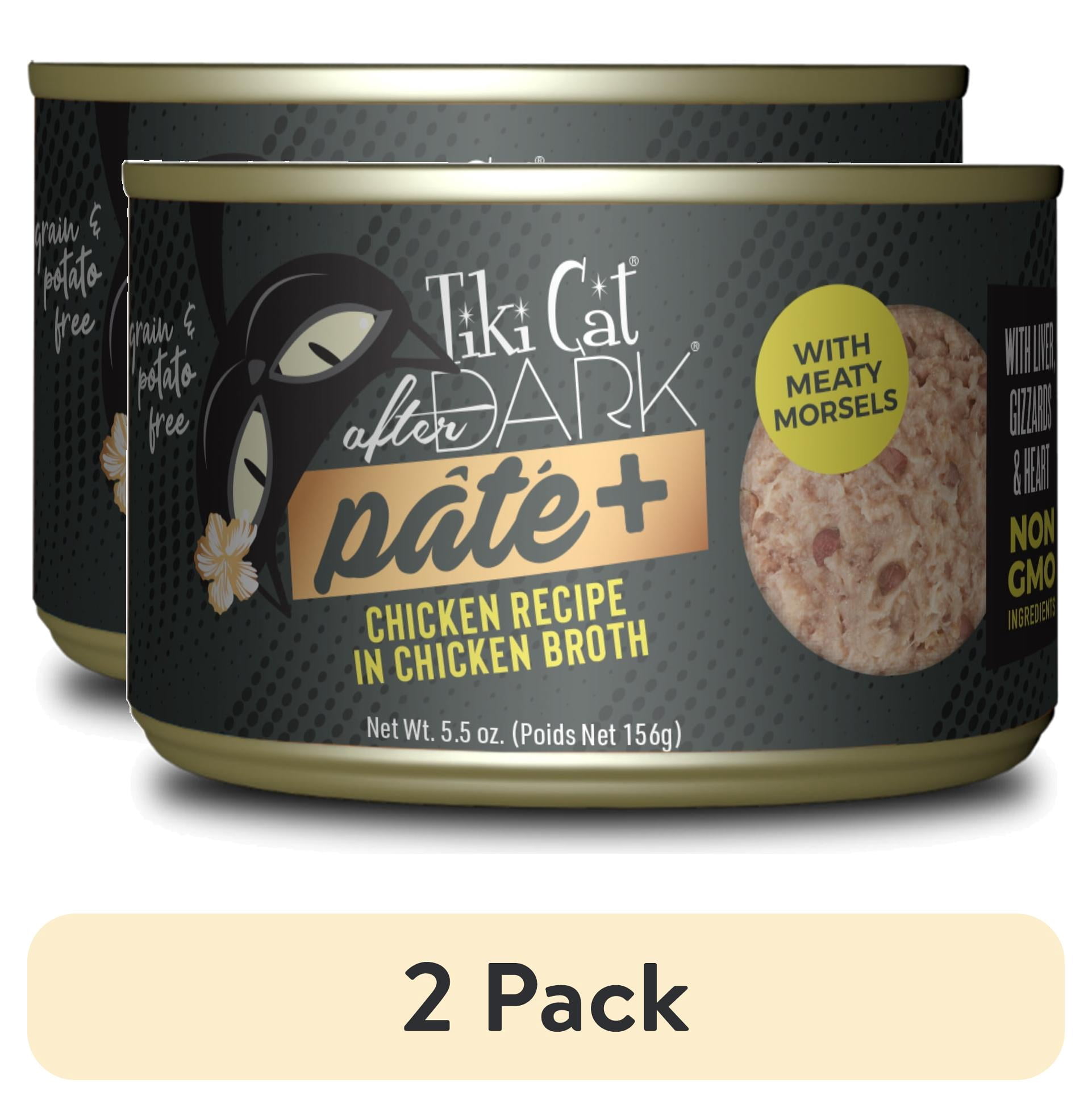 (2 pack) Tiki Cat After Dark Pate+ Wet Cat Food, Chicken, 5.5 oz. Can