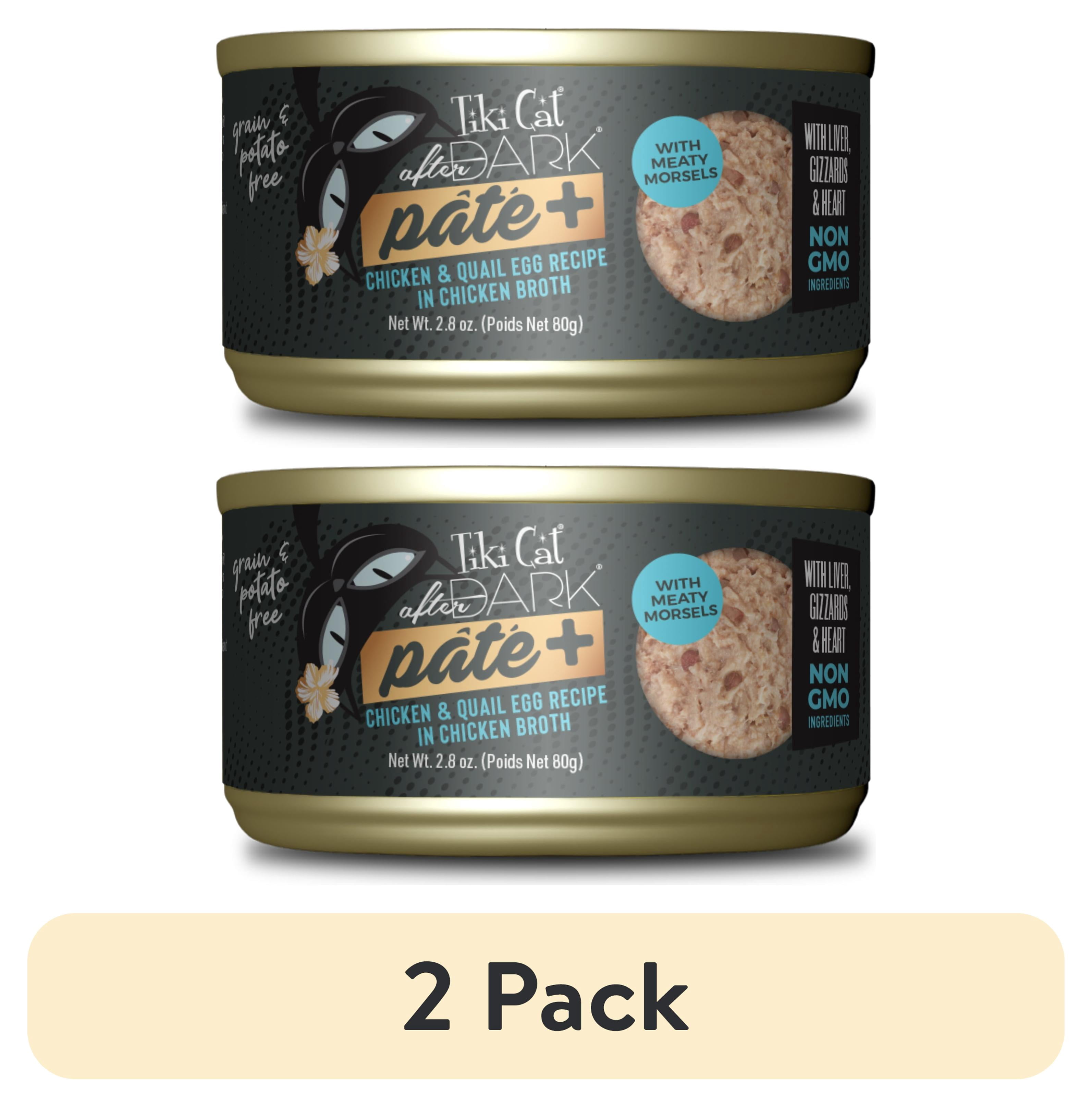 (2 pack) Tiki Cat After Dark Pate+, Chicken & Quail Egg, 2.8 oz. Can