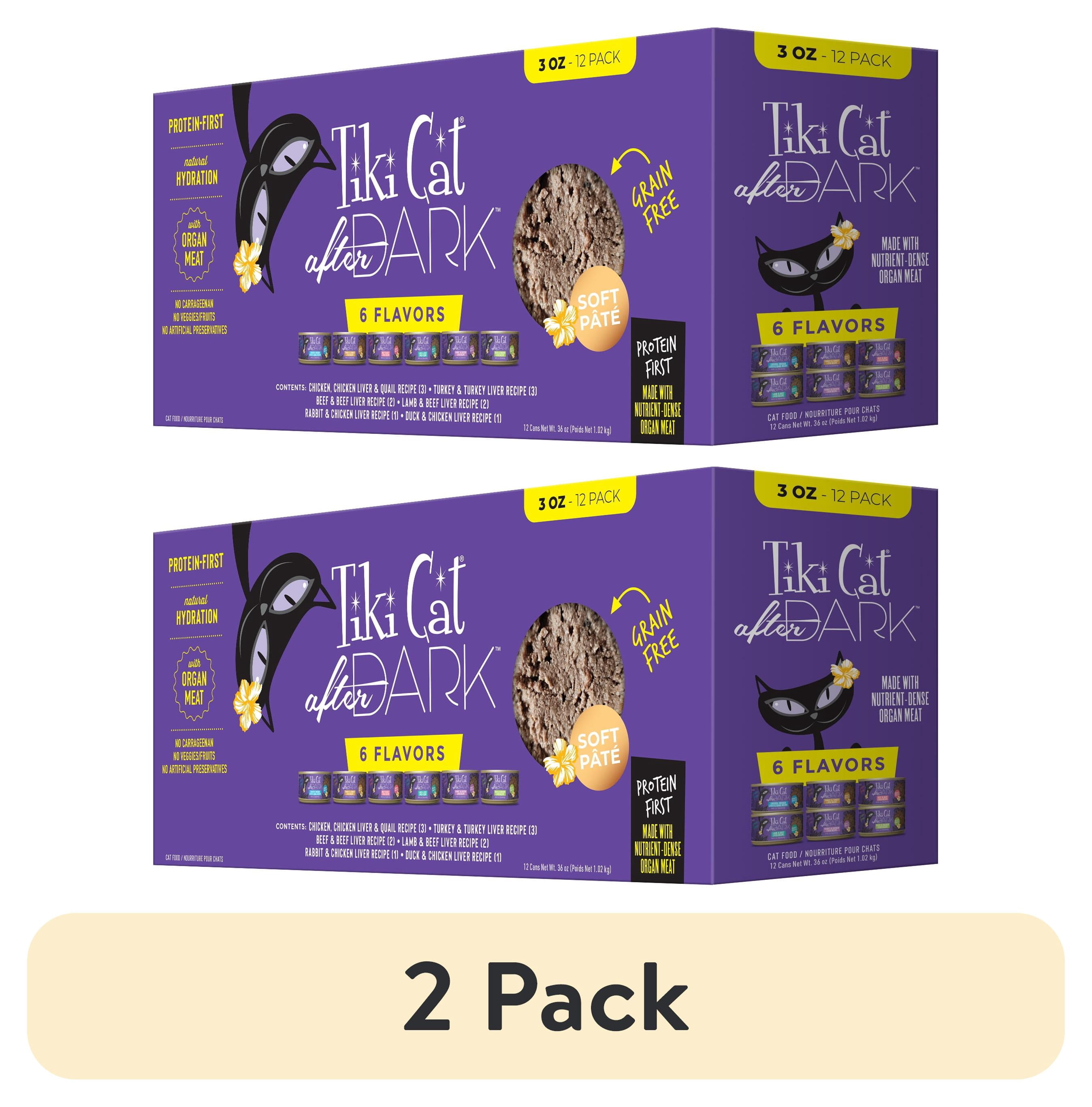 (2 pack) Tiki Cat After Dark Pate Wet Cat Food, Variety Pack, 3 oz. Can (12 Count)