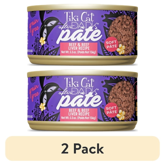 (2 pack) Tiki Cat After Dark Soft Pate Wet Cat Food, Beef & Beef Liver Recipe, 5.5 oz. Can