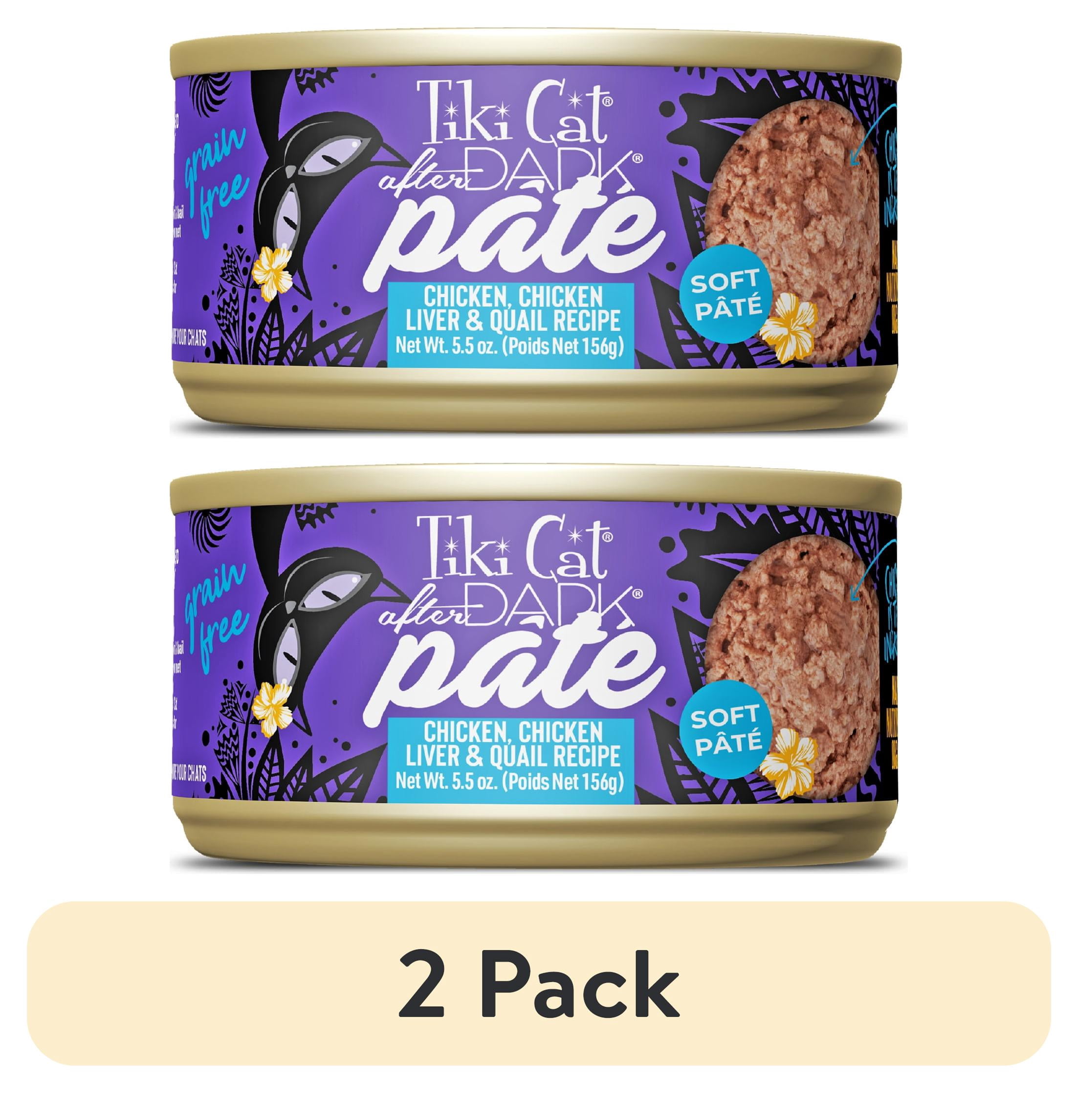 (2 pack) Tiki Cat After Dark Soft Pate Wet Cat Food, Chicken, Chicken Liver & Quail Recipe, 5.5 oz. Can