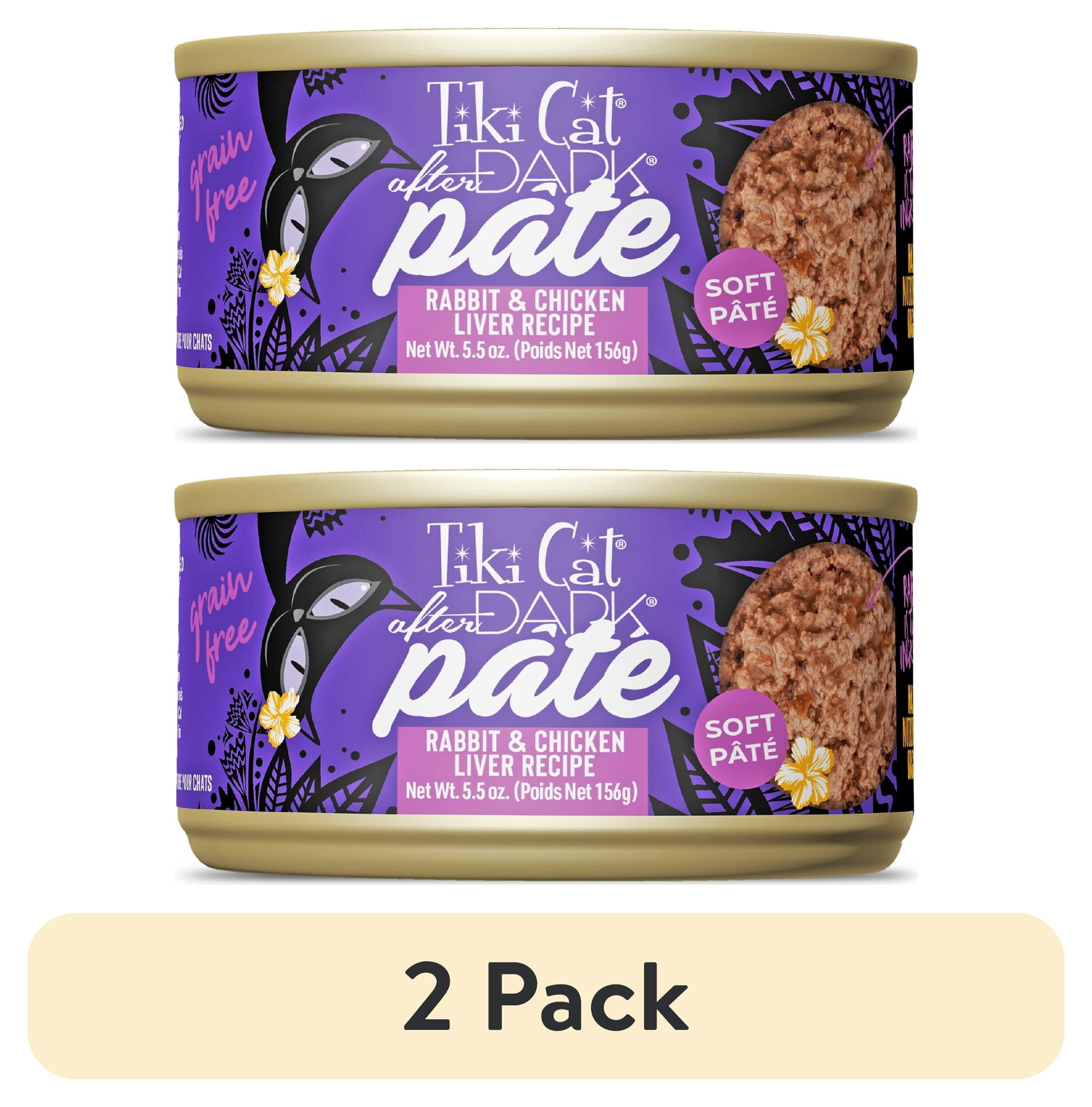 (2 pack) Tiki Cat After Dark Soft Pate Wet Cat Food, Dark Rabbit & Chicken Liver Recipe, 5.5 oz. Can