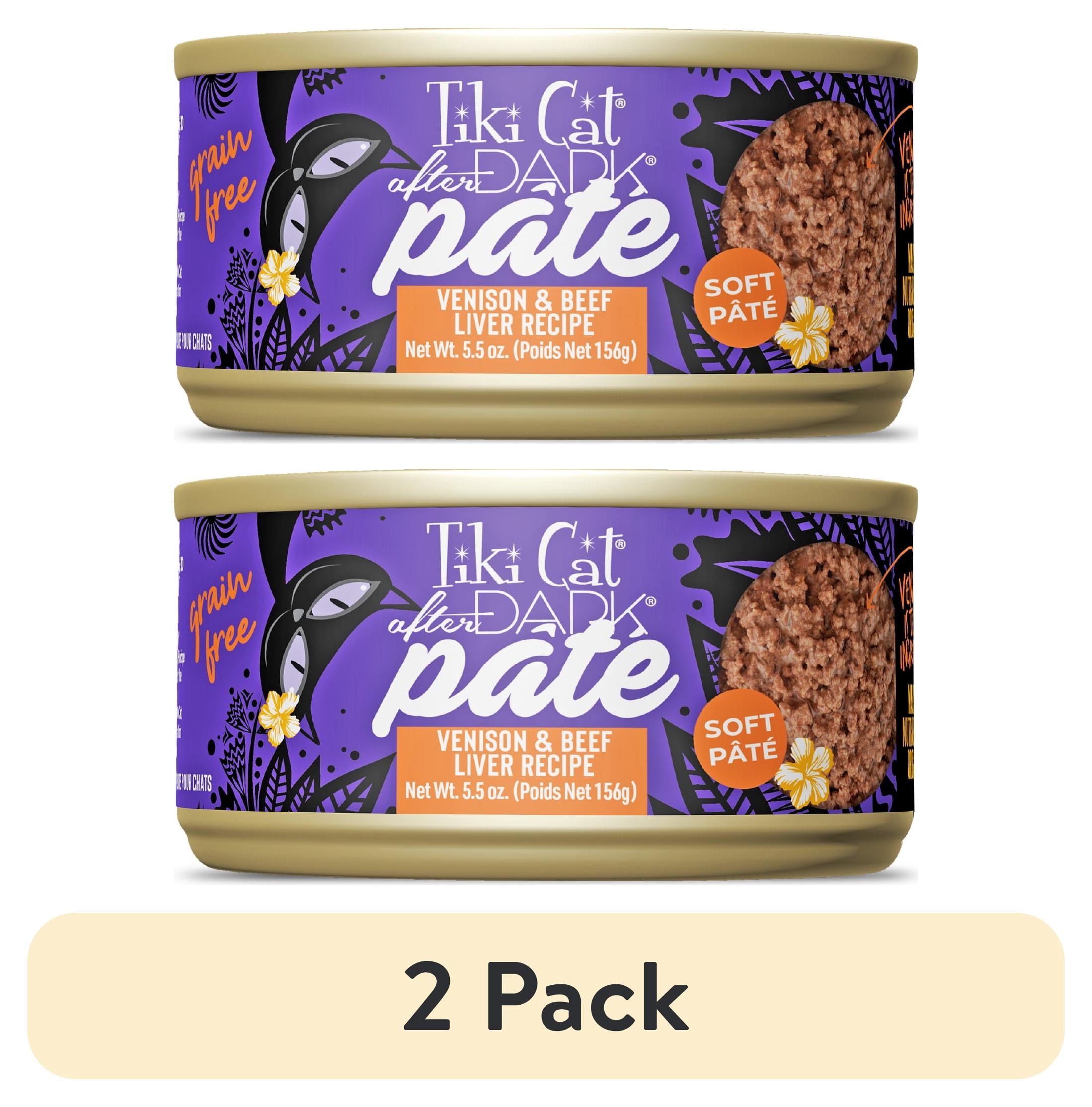 (2 pack) Tiki Cat After Dark Soft Pate Wet Cat Food, Venison & Beef Liver Recipe, 5.5 oz. Can