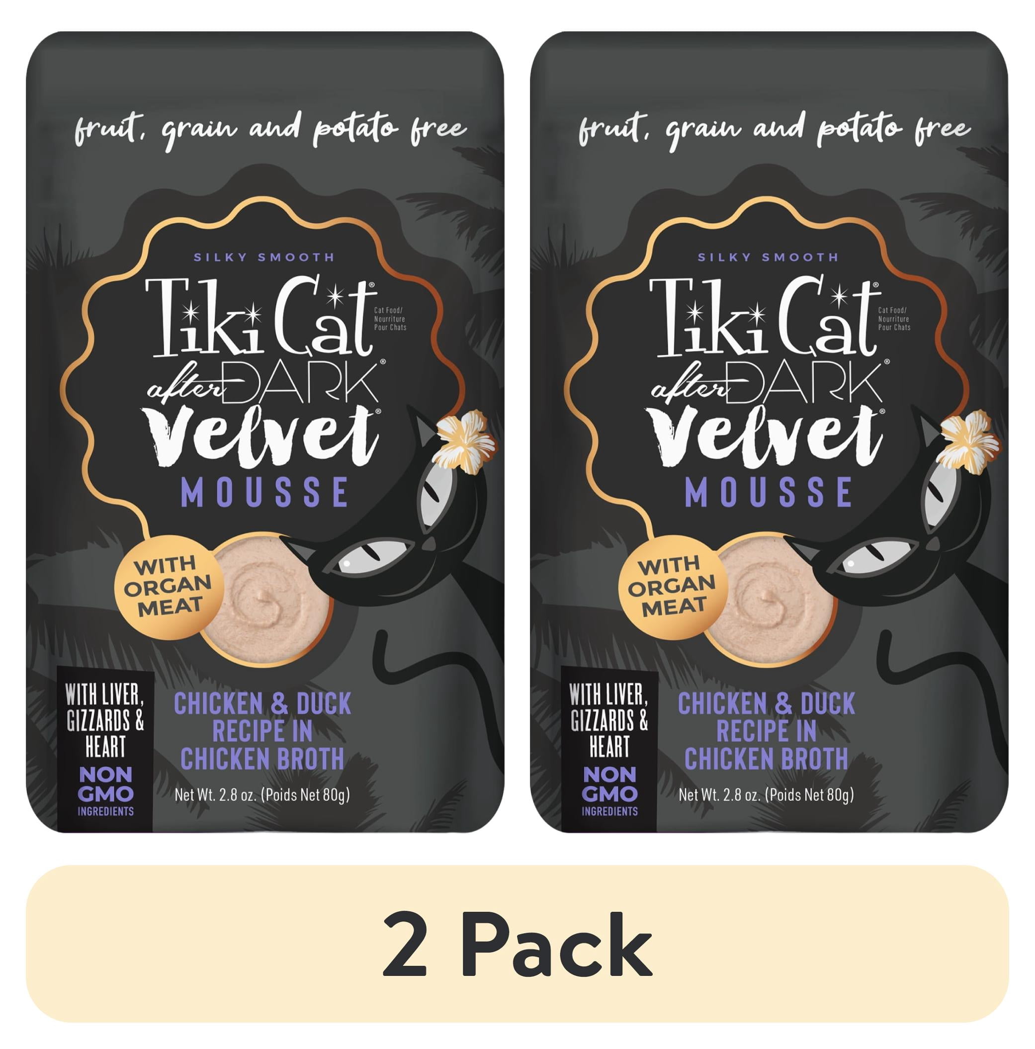 (2 pack) Tiki Cat After Dark Velvet Mousse, Chicken & Duck, 2.8 oz. Pouch