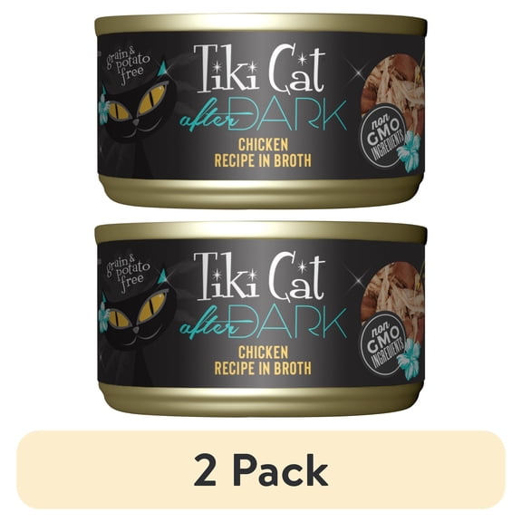 (2 pack) Tiki Cat After Dark Whole Foods Wet Cat Food, Chicken, 2.8 oz. Can