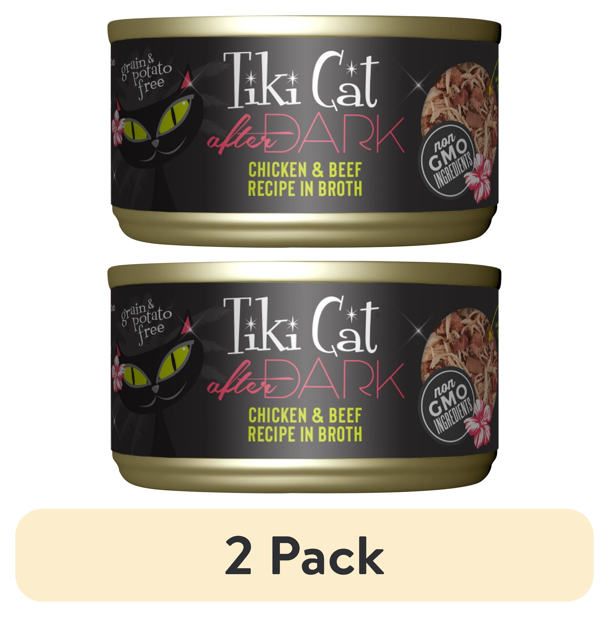 (2 pack) Tiki Cat After Dark Whole Foods Wet Cat Food, Chicken & Beef, 2.8 oz. Can