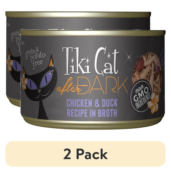 (2 pack) Tiki Cat After Dark Whole Foods Wet Cat Food, Chicken & Duck, 5.5 oz. Can