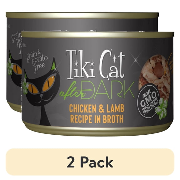 (2 pack) Tiki Cat After Dark Whole Foods Wet Cat Food, Chicken & Lamb, 5.5 oz. Can