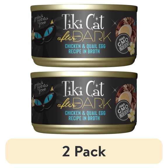 (2 pack) Tiki Cat After Dark Whole Foods Wet Cat Food, Chicken & Quail Egg, 2.8 oz. Can