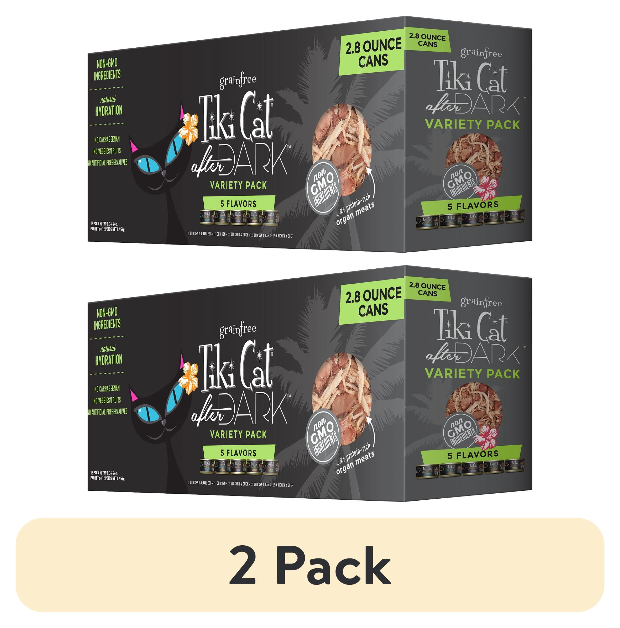 (2 pack) Tiki Cat After Dark Whole Foods Wet Cat Food, Variety Pack, 2.8 oz. Can (12 Count)