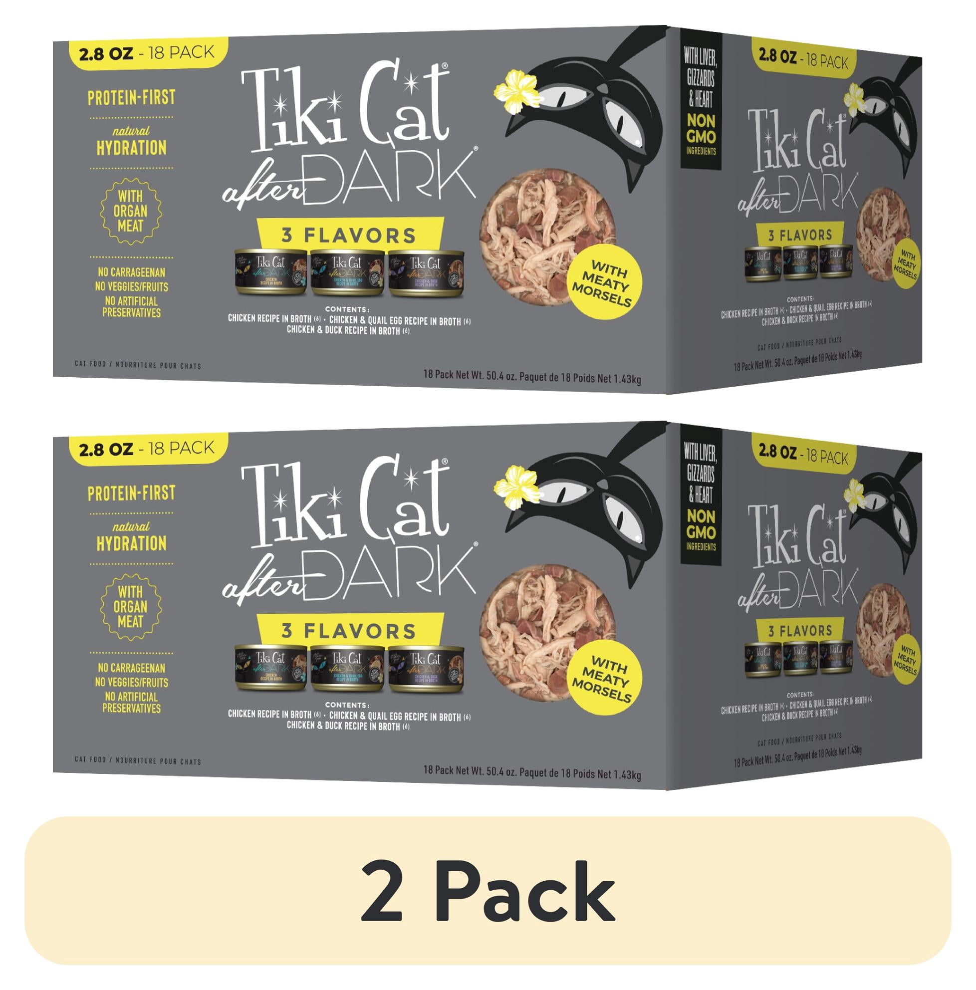 (2 pack) Tiki Cat After Dark Whole Foods Wet Cat Food, Variety Pack, 2.8 oz. Can (18 Count)