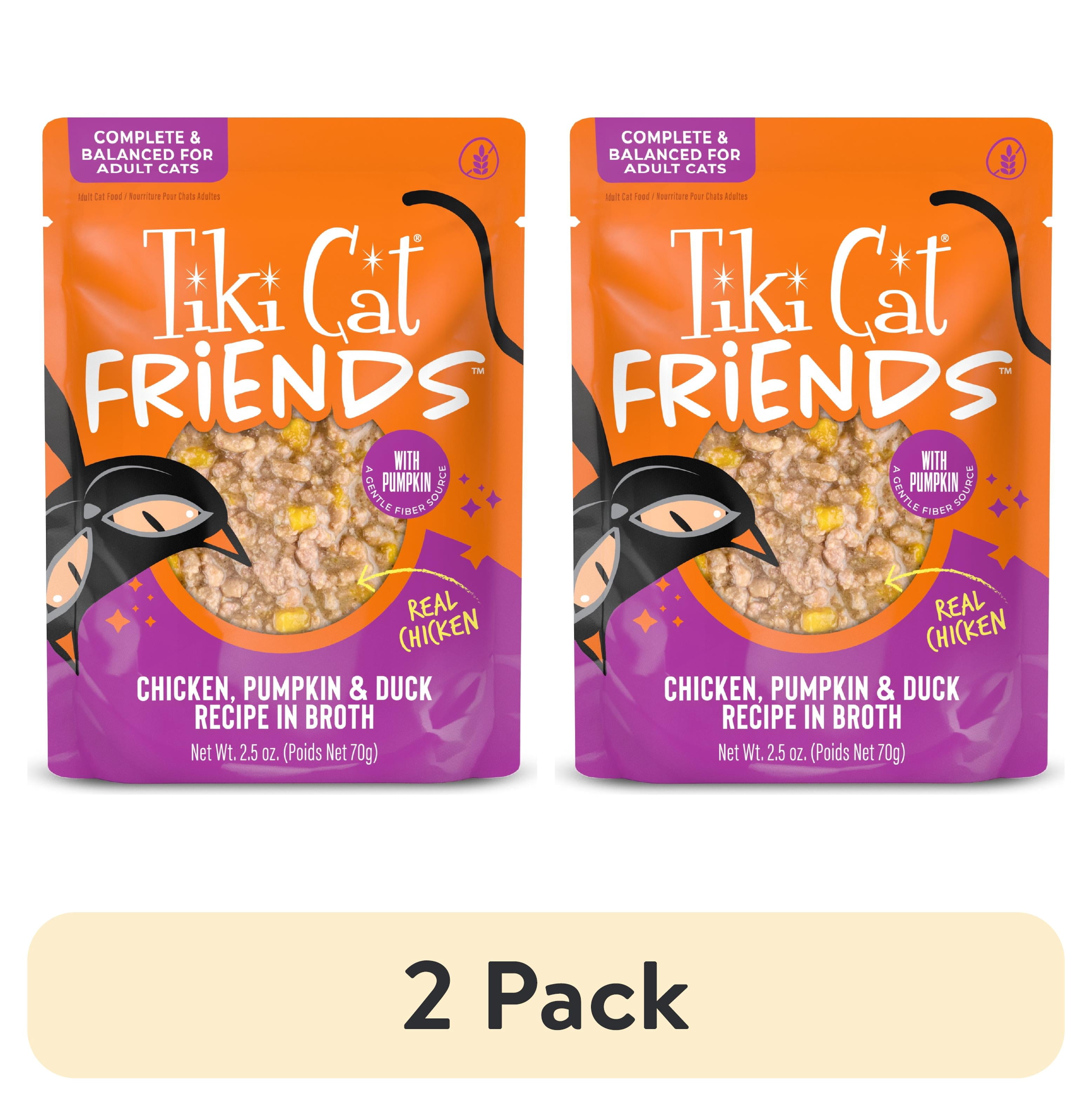 (2 pack) Tiki Cat Friends Wet Cat Food, Chicken Pumpkin & Duck, 2.5 oz. Pouch
