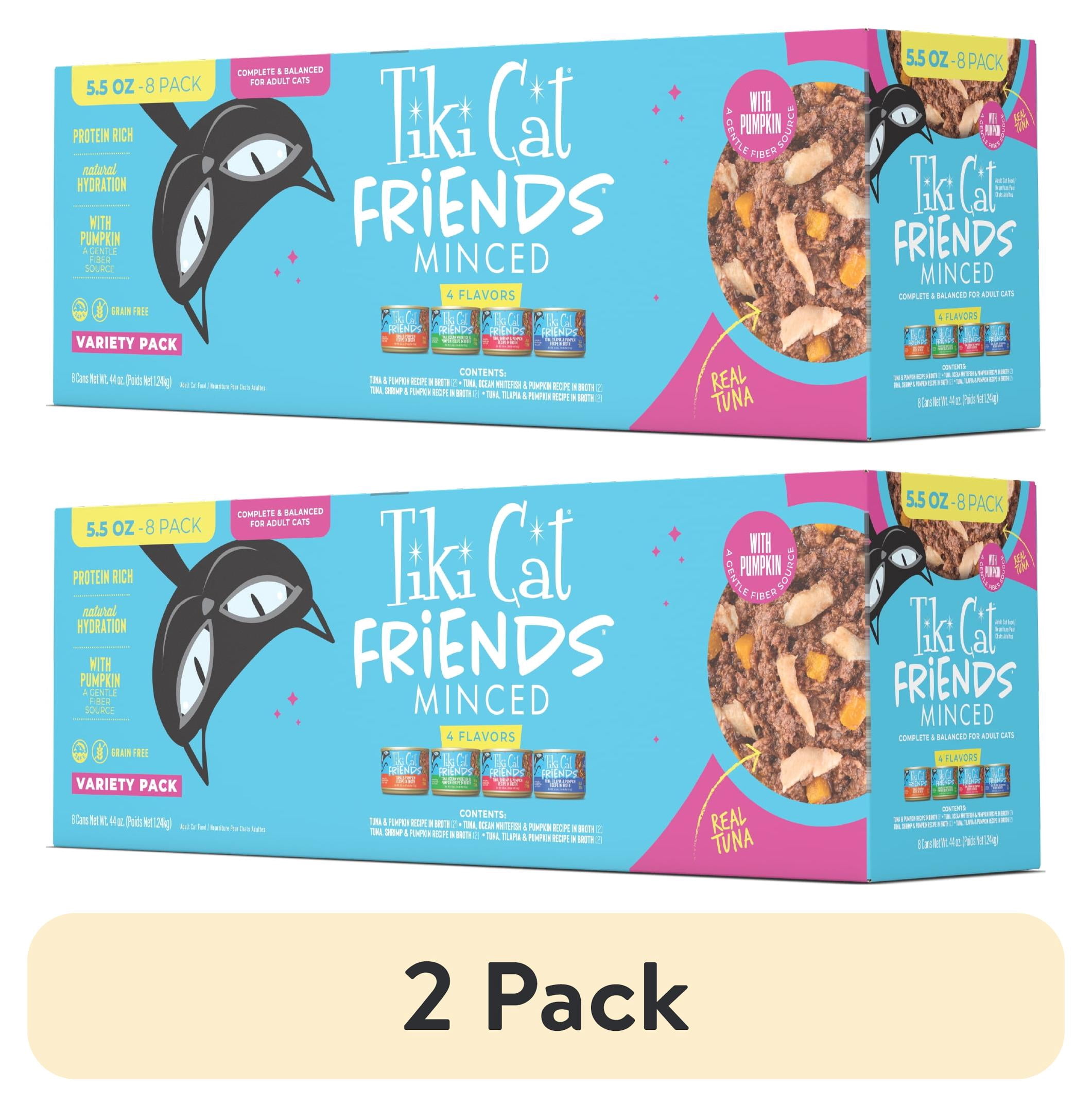 (2 pack) Tiki Cat Friends Wet Cat Food, Tuna, Variety Pack, 5.5 oz. Cans (8 Count)