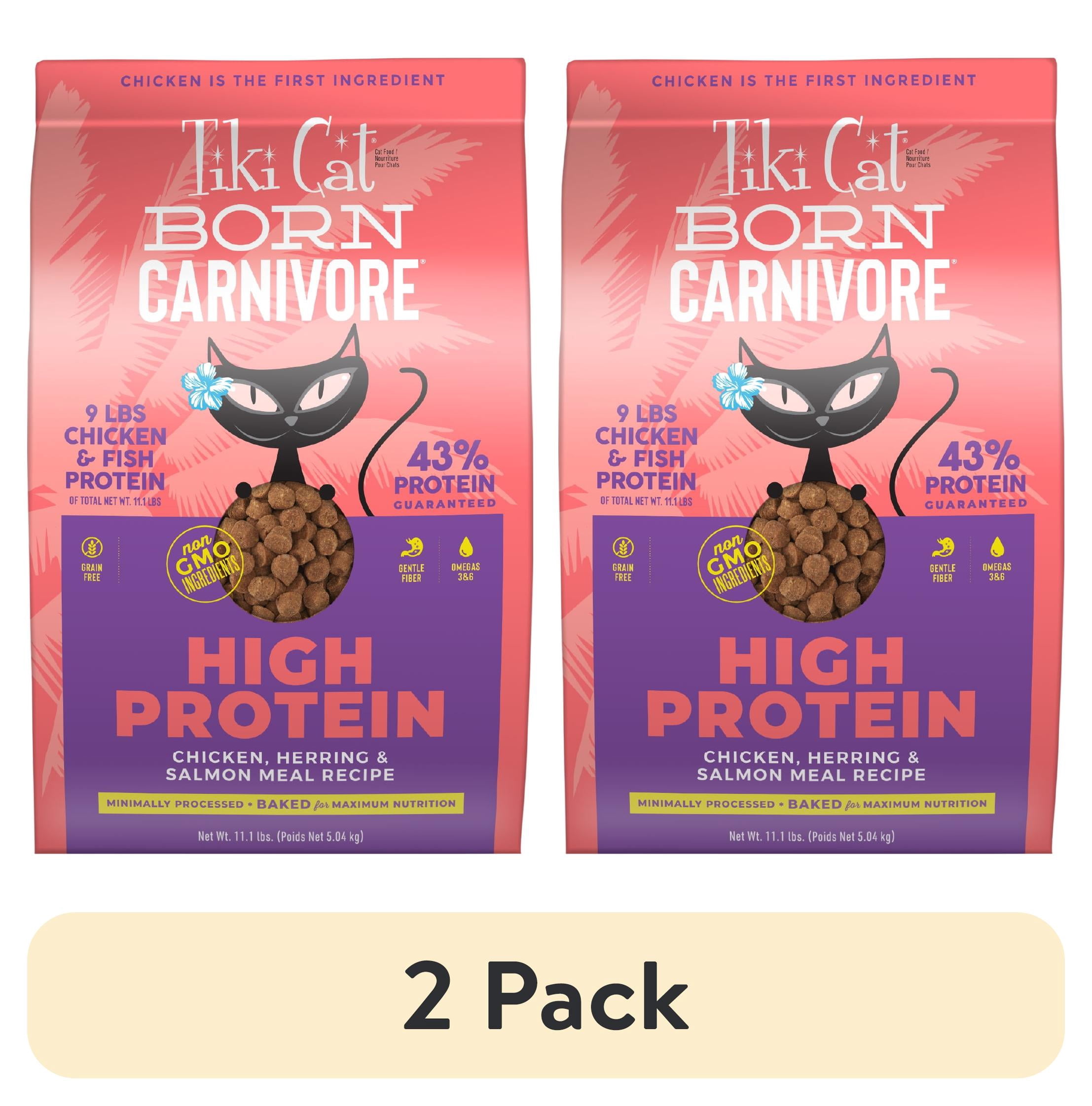 (2 pack) Tiki Cat Born Carnivore High Protein Dry Cat Food, Chicken, Herring & Salmon Meal, 11.1 lbs. Bag