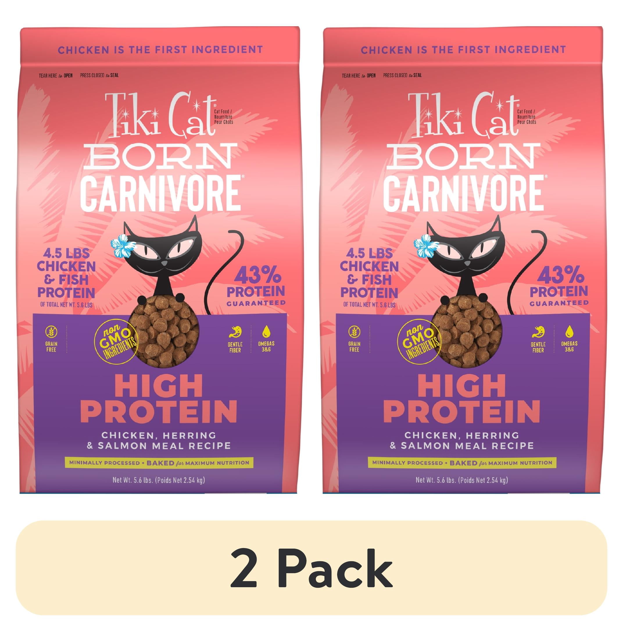 (2 pack) Tiki Cat Born Carnivore High Protein Dry Cat Food, Chicken, Herring & Salmon Meal, 5.6 lbs. Bag