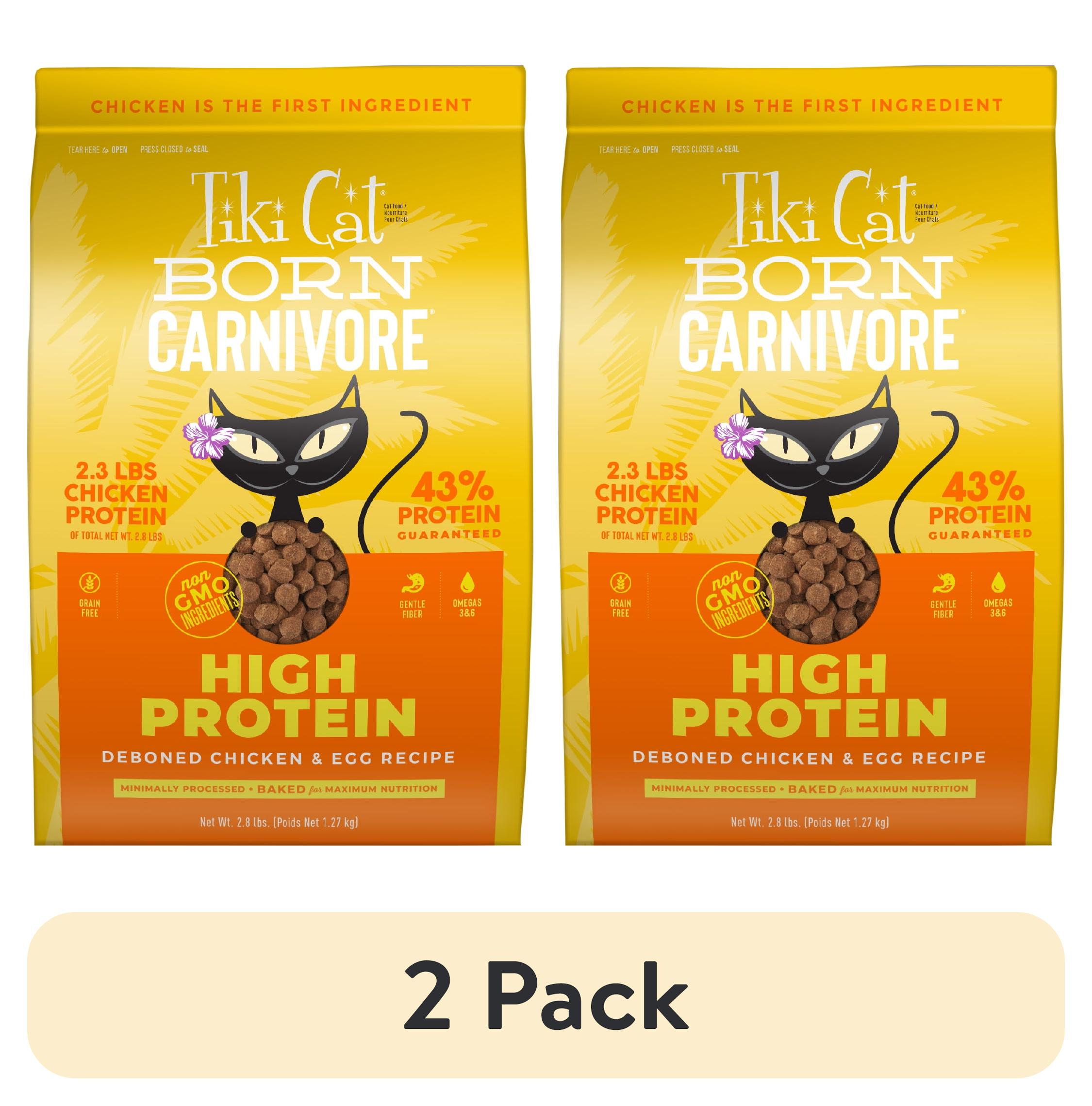 (2 pack) Tiki Cat Born Carnivore High Protein Dry Cat Food, Deboned Chicken & Egg, 2.8 lbs. Bag