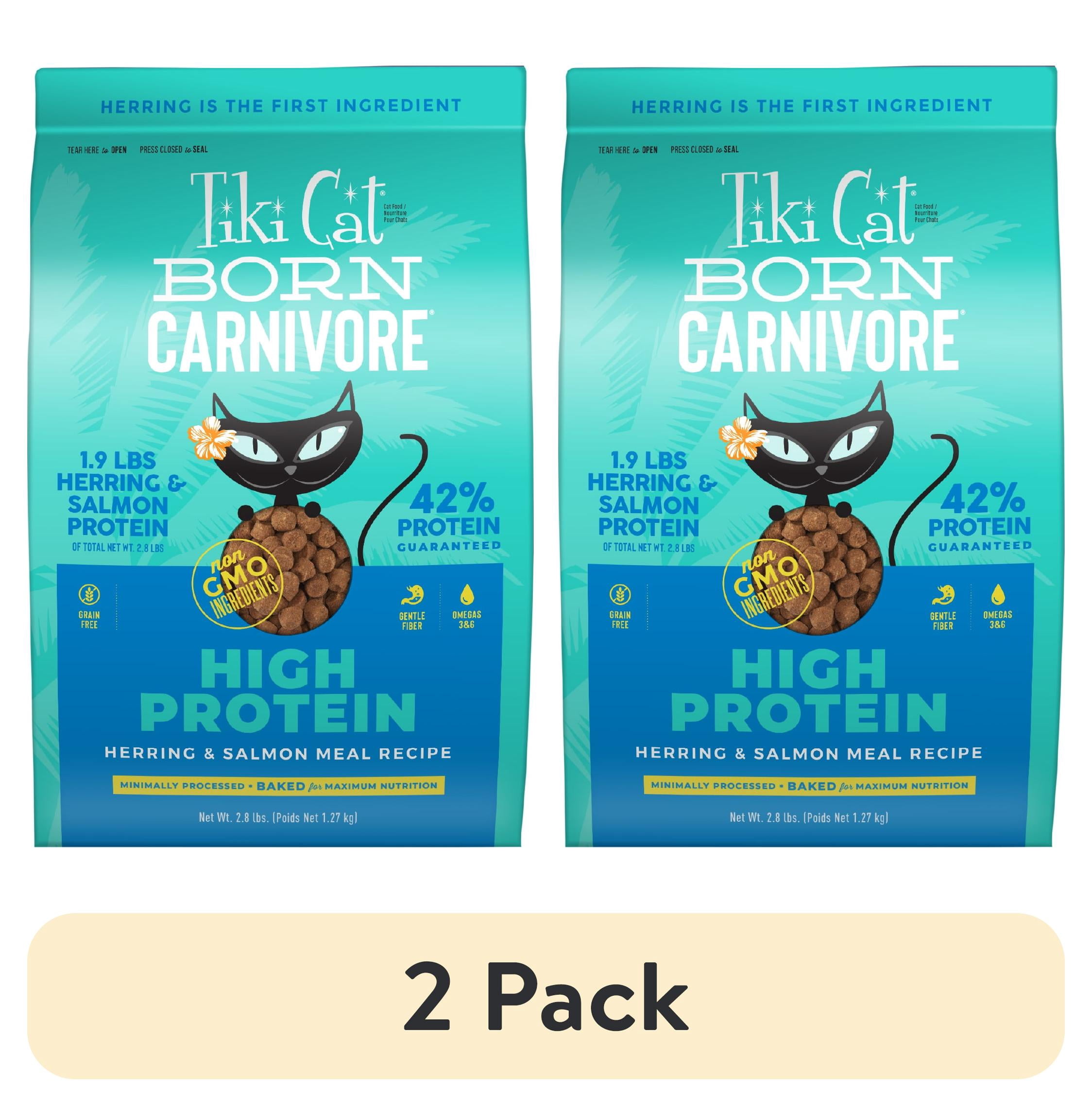 (2 pack) Tiki Cat Born Carnivore High Protein Dry Cat Food, Herring & Salmon Meal, 2.8 lbs. Bag