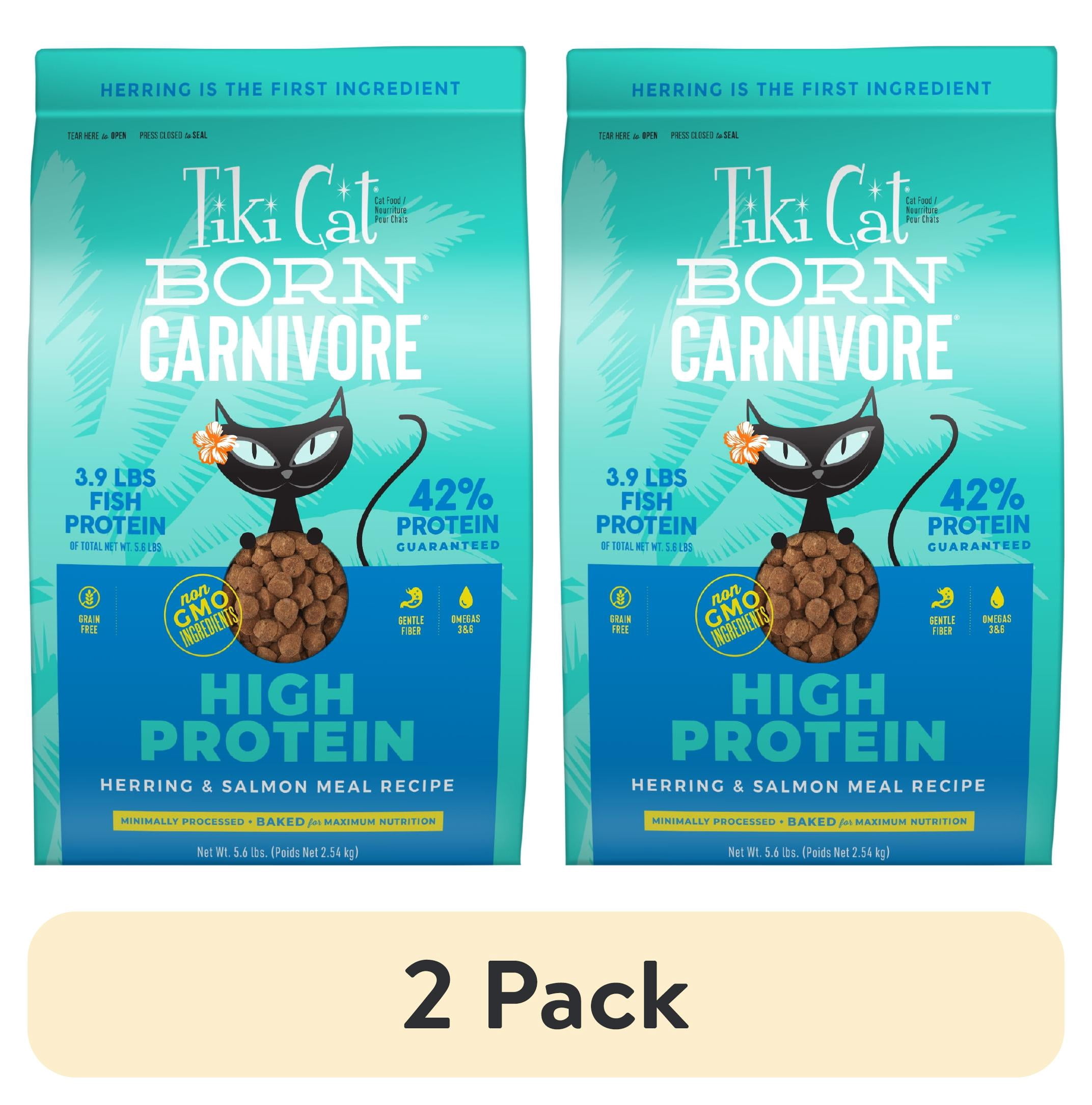 (2 pack) Tiki Cat Born Carnivore High Protein Dry Cat Food, Herring & Salmon Meal, 5.6 lbs. Bag