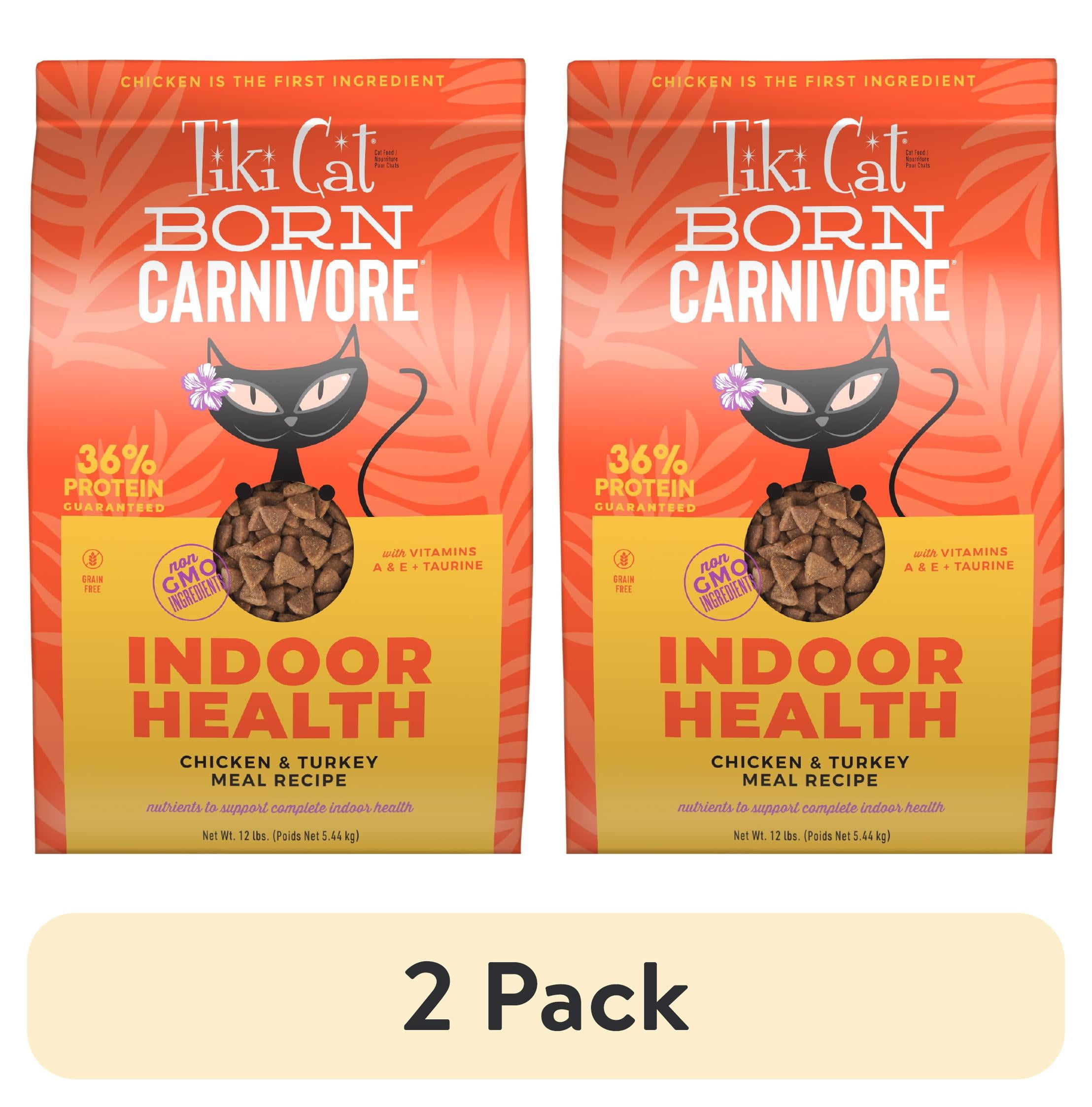 (2 pack) Tiki Cat Born Carnivore Indoor Health Dry Cat Food, Chicken & Turkey Meal, 12 lbs. Bag