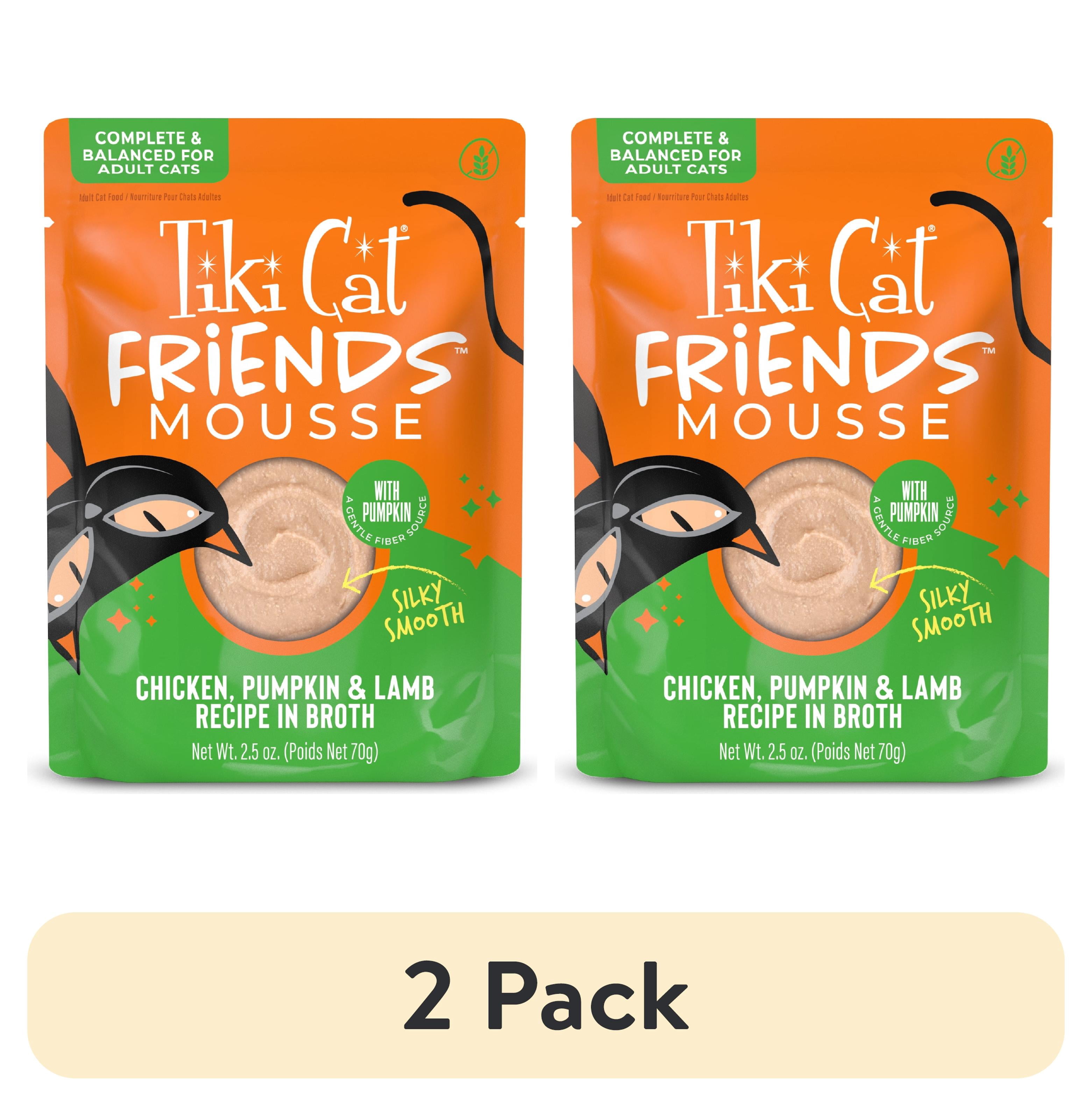 (2 pack) Tiki Cat Friends Mousse Chicken, Pumpkin & Lamb Recipe in Broth, 2.5 oz. Pouch